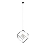 Lampe pendentif Cadre de Näve Leuchten, design moderne en métal noir et verre mat