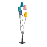 Lampe debout "Colora", lampadaire avec parapluies textiles colorés, socket 5x E14, pour salle à manger, salon, couloir ou bureau, 163 cm de haut