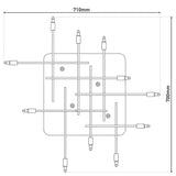 LED Plafond "Ancona" avec rétro-éclairage en métal en acier inoxydable, versions G9, lampe pour le salon, la salle à manger, le couloir et le bureau, environ 71 x 70 cm