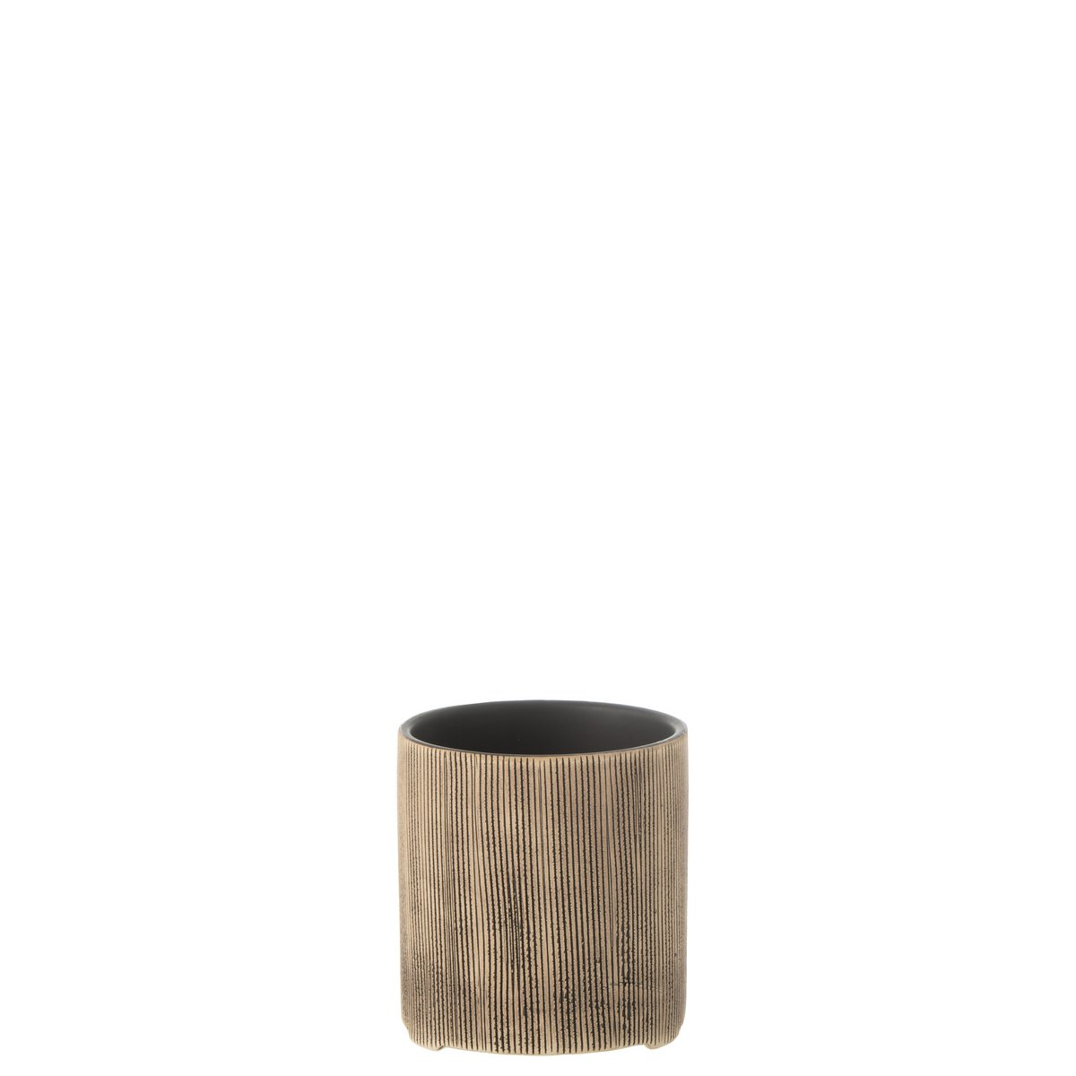 Pot de fleur J-Line Maria Rond en céramique marron, vue de face
