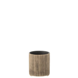 Pot de fleur J-Line Maria Rond en céramique marron, vue de face