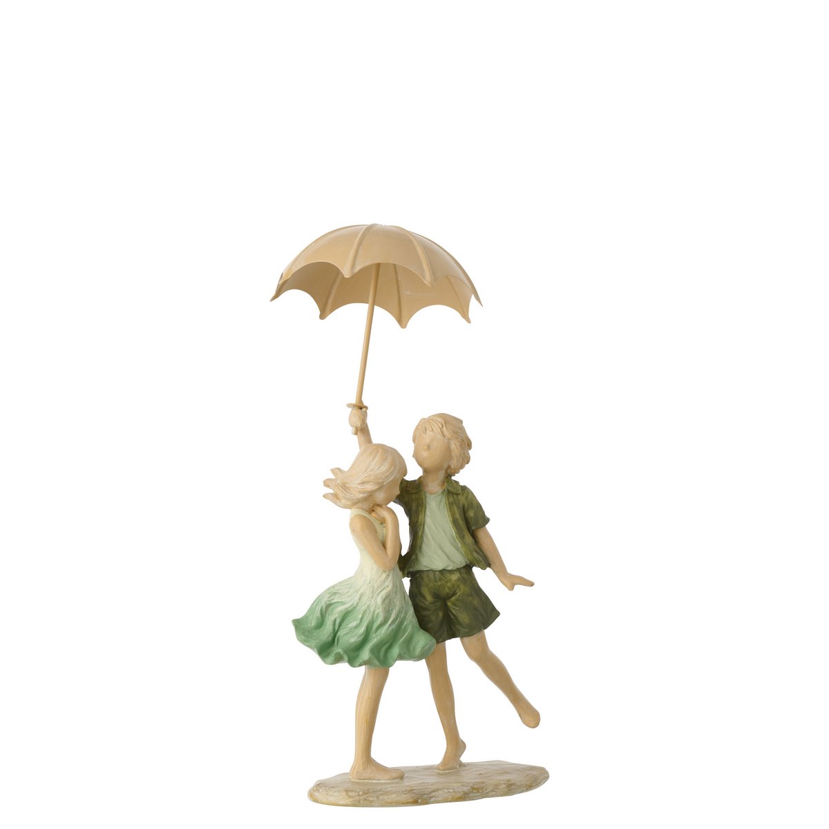 Figurine J-Line en polyrésine vert et écru, design élégant pour décoration intérieure
