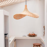 Lampe en rotin | Abat-jour naturel Lampe à suspension en forme d'entonnoir SAYAN en fibres naturelles (2 tailles)