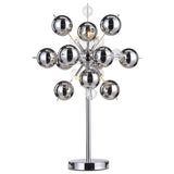Lampe de table "explosion", lampe de table en métal et verre, chrome, G9, lampe de table 73 cm de haut