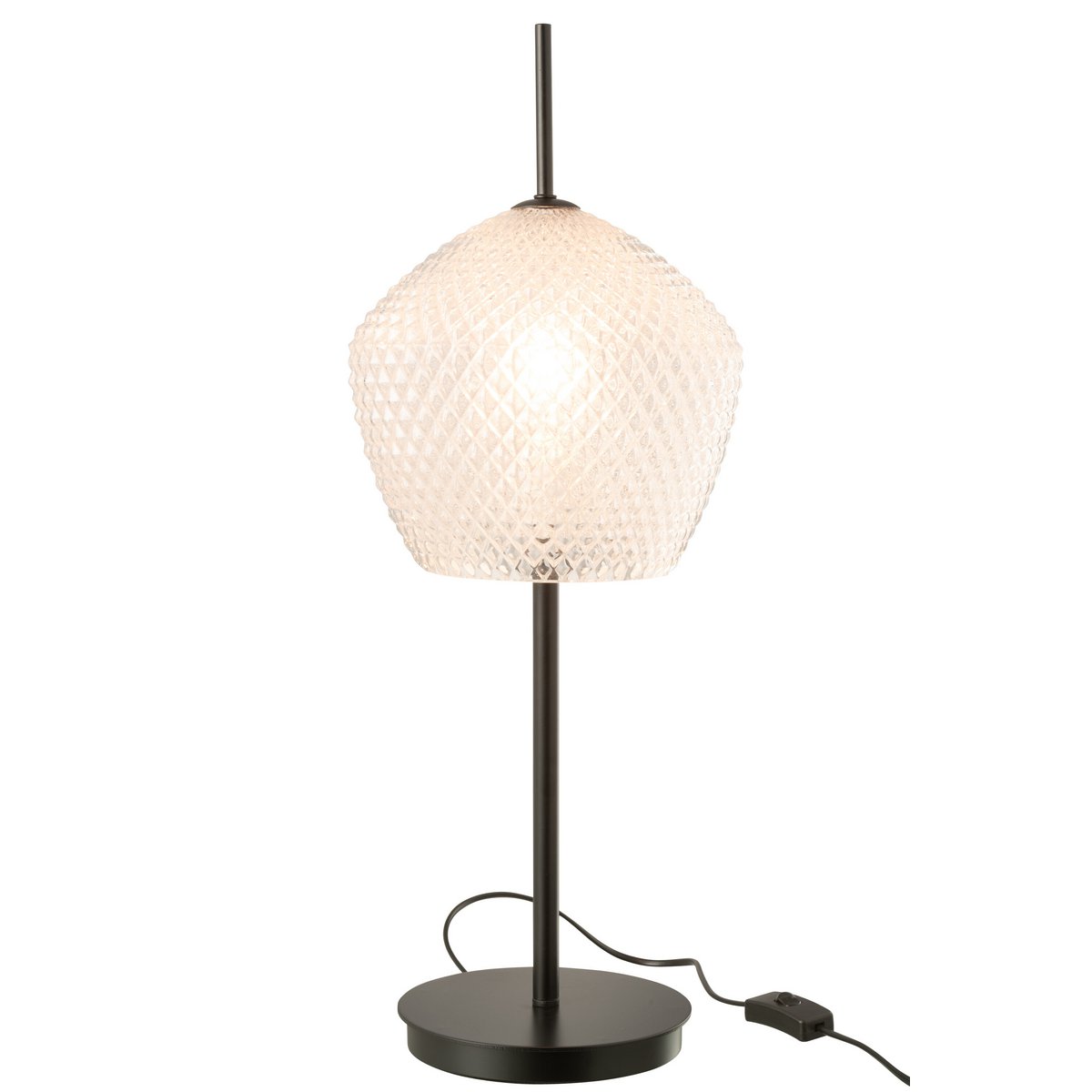 Lampe J-Line Glas - vue de face, design élégant en verre blanc