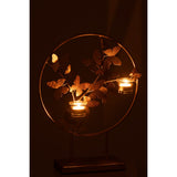 Photophore J-Line Fly en métal doré, ambiance cosy avec bougies
