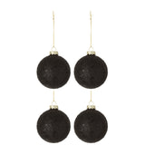 Boule de Noël J-Line Stars - verre - noir - moyenne - boîte de 4