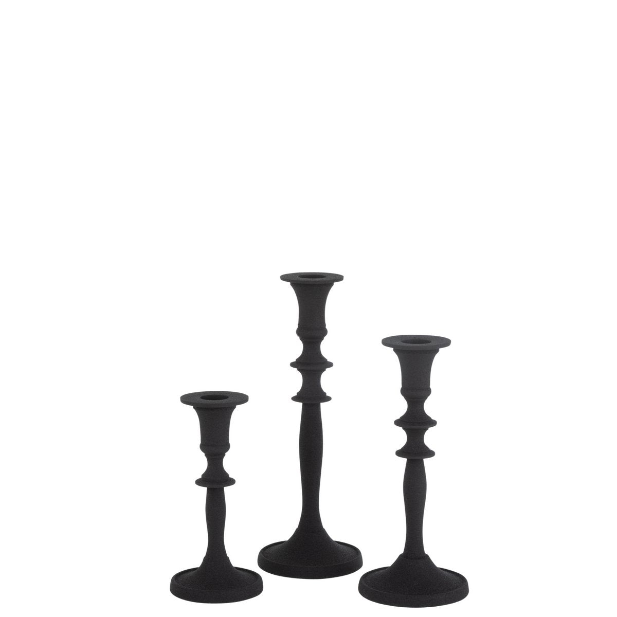 Bougeoir J-Line Classic en aluminium noir, gros plan sur la finition mate