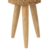 Tabouret J-Line Round en bois et jacinthe d'eau, vue de face