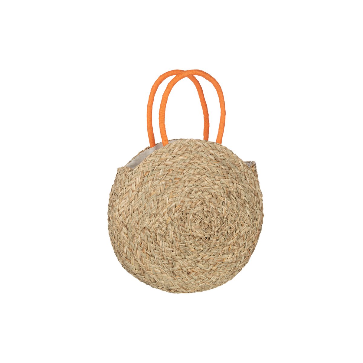 Détail du sac de plage J-Line en jonc de mer, mettant en valeur la texture
