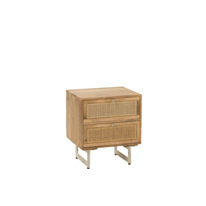 J-Line Table de chevet Rotin Bois de Manguier Naturel