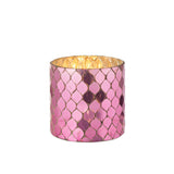 Bougeoir J-Line en verre fuchsia avec design mosaïque