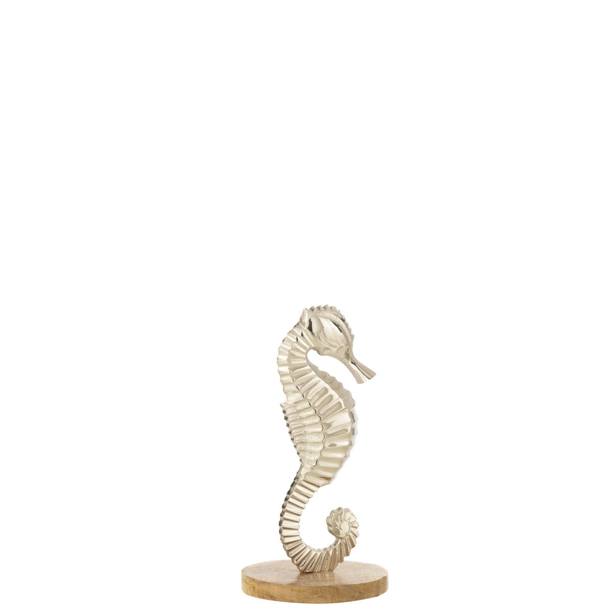 Hippocampe à Pied J-Line en aluminium argenté, décoration moderne