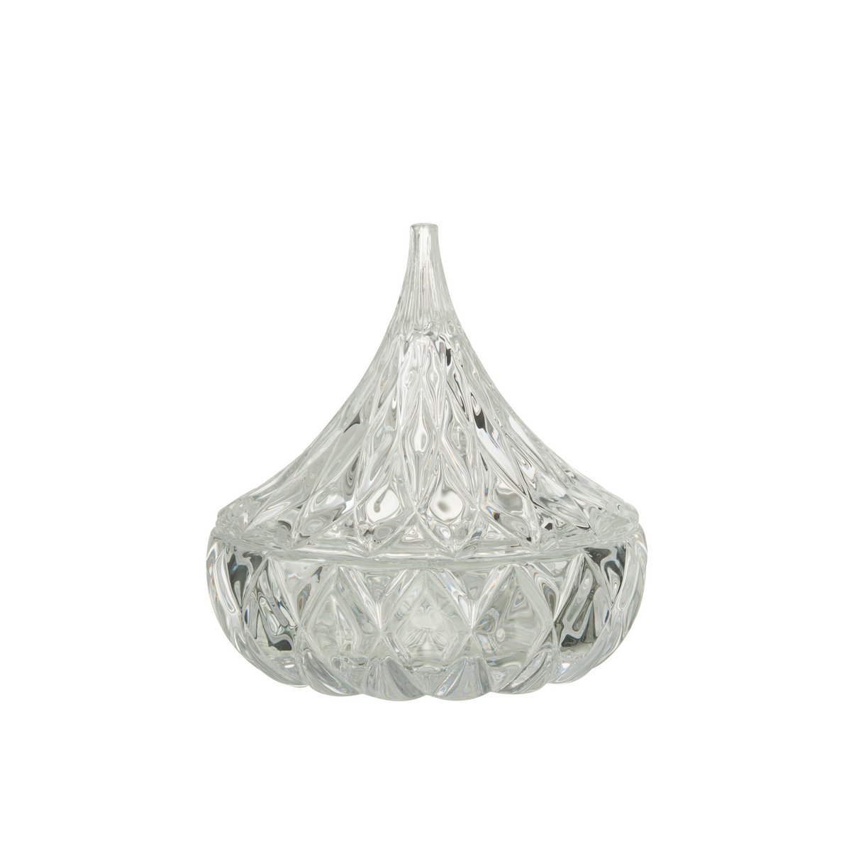 Bocal pointu en verre transparent J-Line, vue de côté