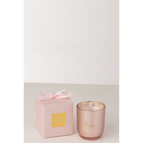 Bougie parfumée J-Line Bonheur en verre rose, élégante et raffinée