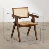 chaise Pierre Jeanneret bois + rotin, haute qualité