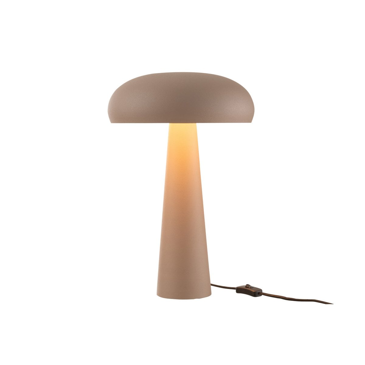 Lampe de table J-Line taupe vue de face, design moderne en métal