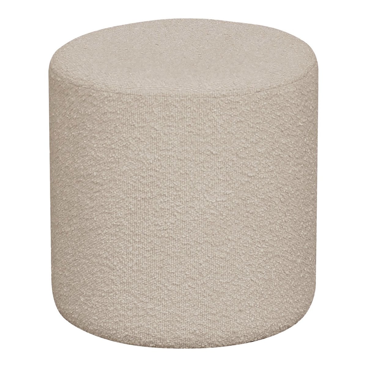 Pouf Ejby beige en tissu bouclé, style scandinave, 34x34x36 cm