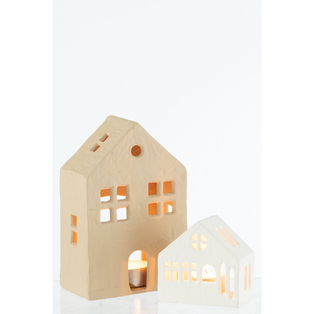 Porte-bougie Huis Agra en aluminium blanc - vue latérale