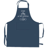 Tablier de cuisine Je me bonifie avec l'ége recyclé Indigo 72 x 90