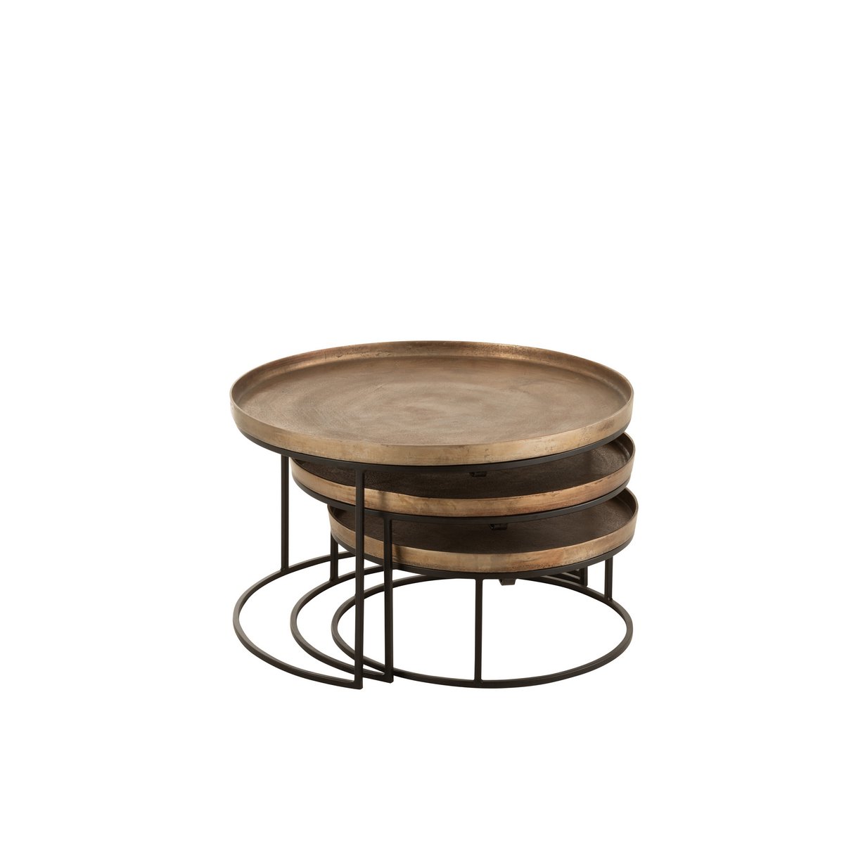 Table d'appoint J-Line Round en aluminium rouille, vue d'ensemble
