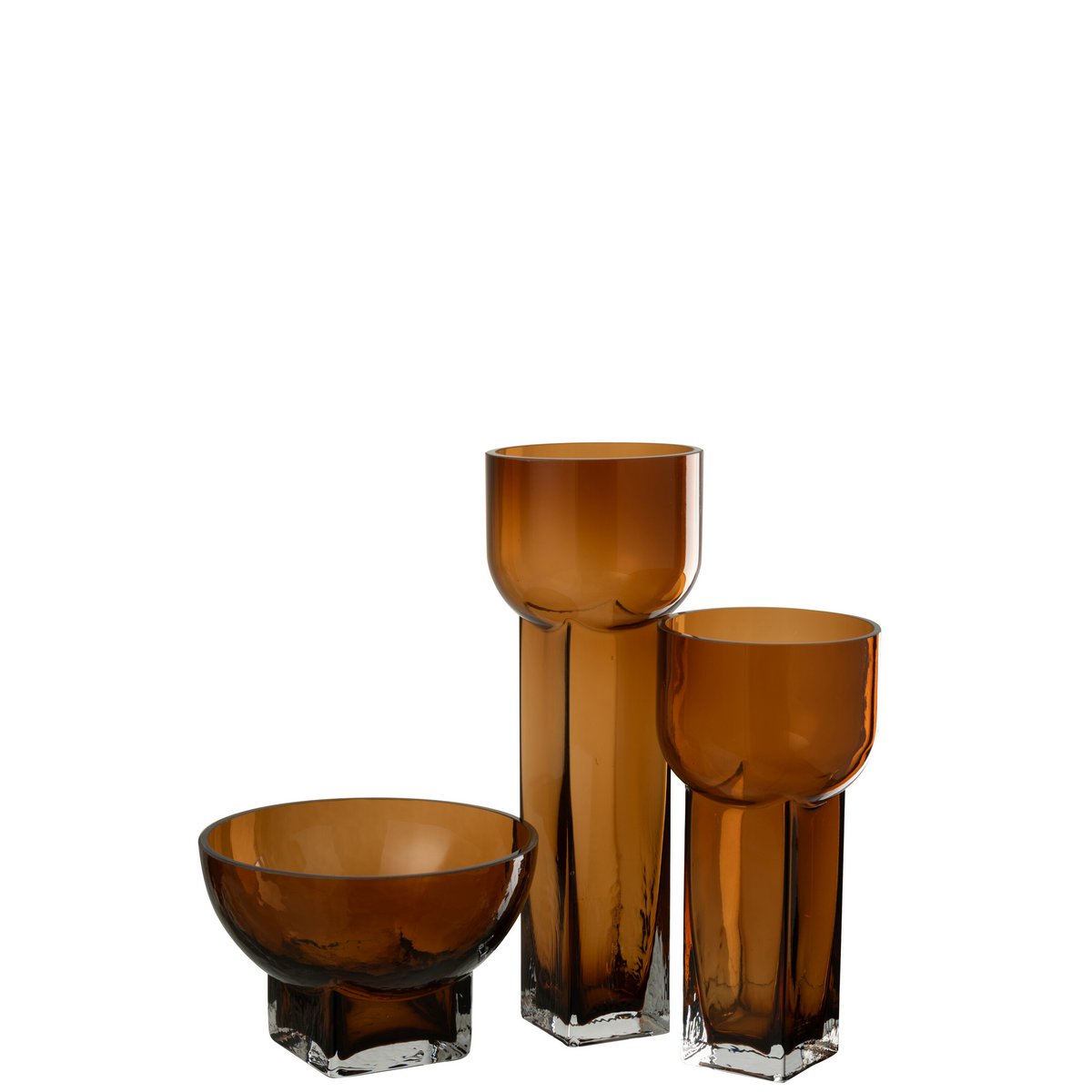 Vase J-Line Carol en verre marron, élégant et moderne