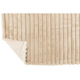Plaid J-Line grand velours côtelé - polyester - beige - 180 x 130 cm