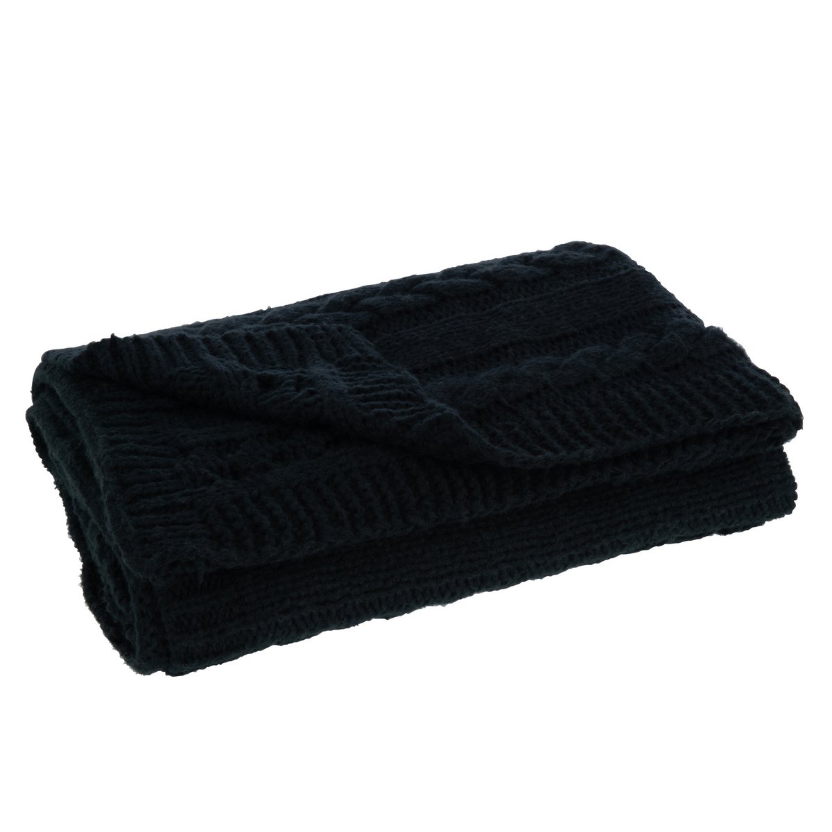 Plaid Torsadé Noir J-Line - Élégance et confort en polyester