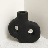 Vase noir petit vase décoratif moulé à la main en argile pour fleurs séchées ou fraîches LEMBAH