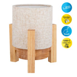 Lampe ackitique "Madita" 19 cm de haut, en blanc / nature, avec LED intégrée, dimmable avec capteur tactile