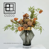 Vase CUZCO en verre gris avec bordure en or 24 carats, élégant et moderne.