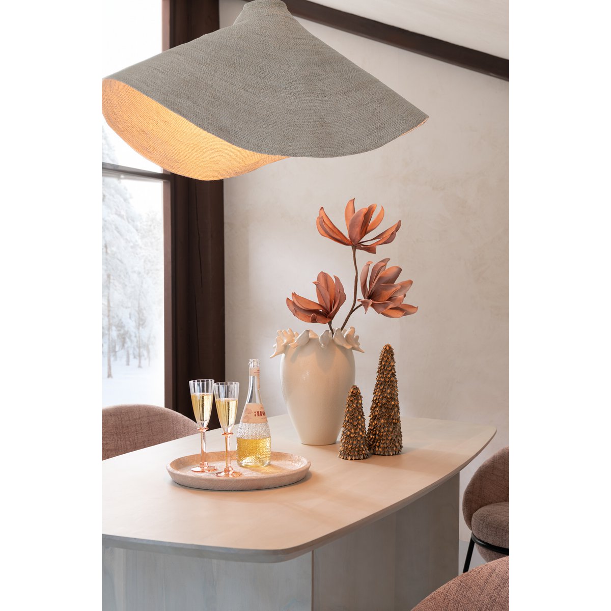 Branche de fleur J-Line 3 têtes en rose, vue complète