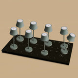 Lot de 8 lampes de table rechargeables grises avec station