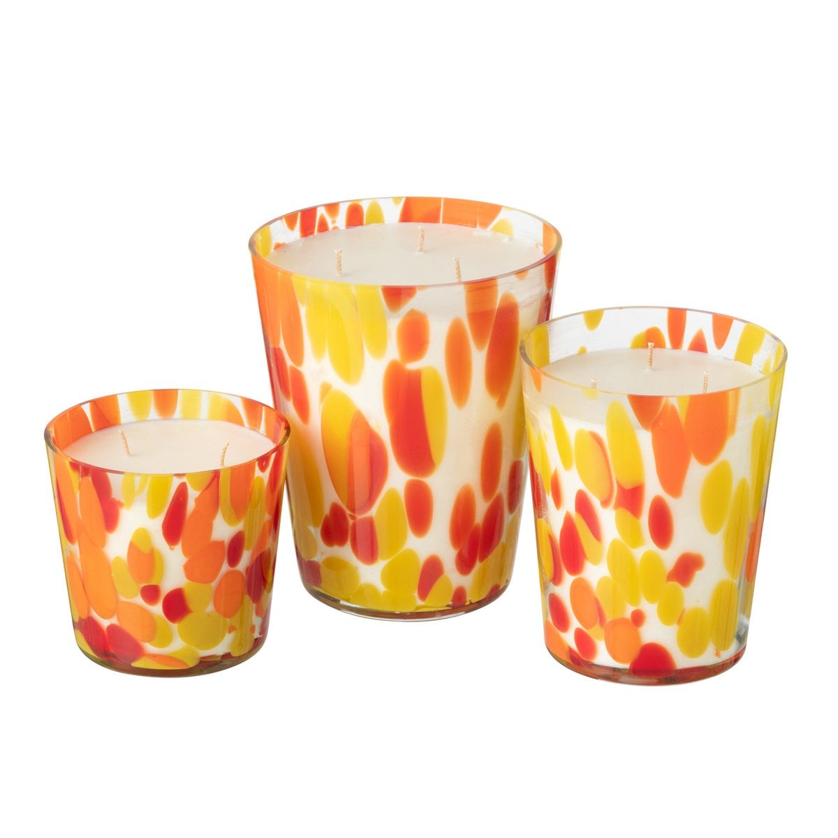 Bougie Parfumée J-Line Noa Rouge/Jaune Grande - ambiance décorative