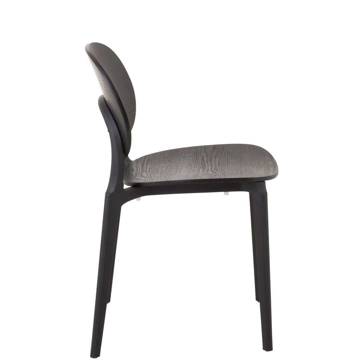 Chaise J-Line Basic en plastique noir vue de côté