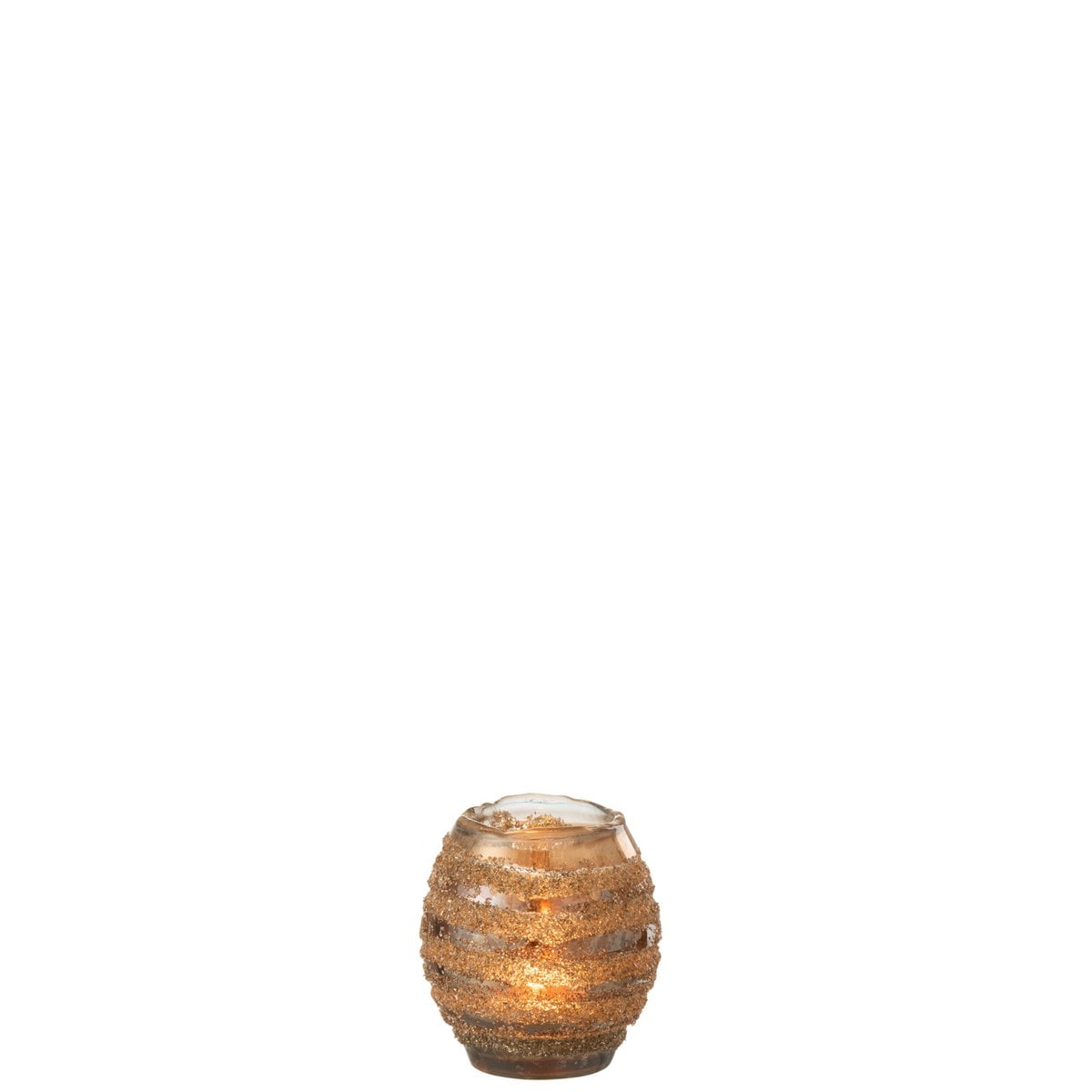 Lanterne J-Line Stripe Round sur une table en bois, ambiance vintage