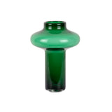 Vase Asombroso en verre vert avec lignes fluides, vue de face