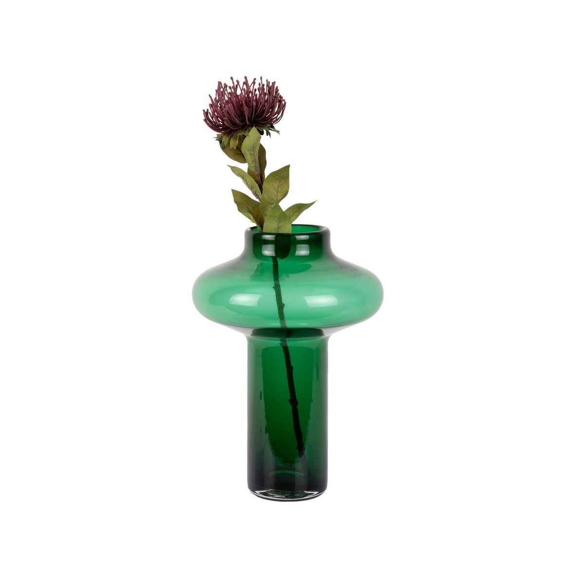 Vase Asombroso en verre vert, détail de la silhouette élégante