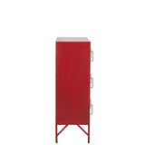 Vue latérale de l'armoire J-Line rouge