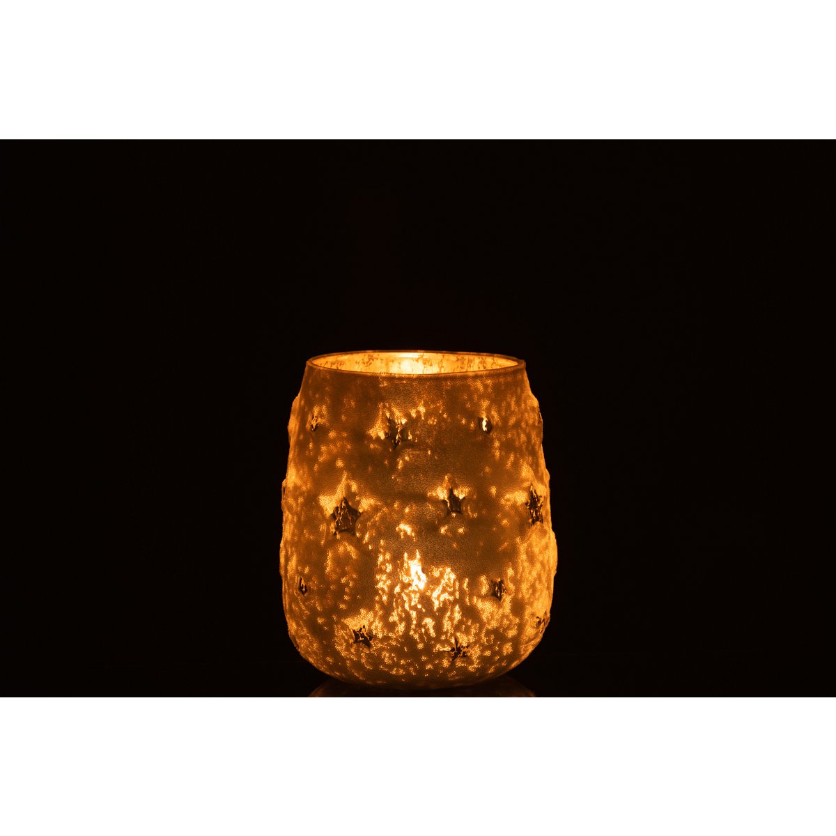 Photophore J-Line Star en verre argenté, ambiance lumineuse