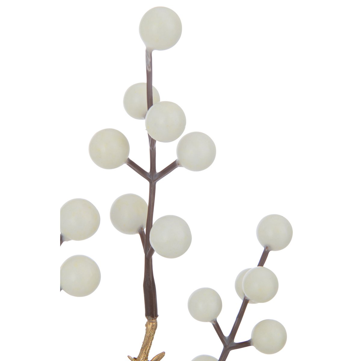 Branche Baies J-Line en plastique crème et or, élégante et réaliste.
