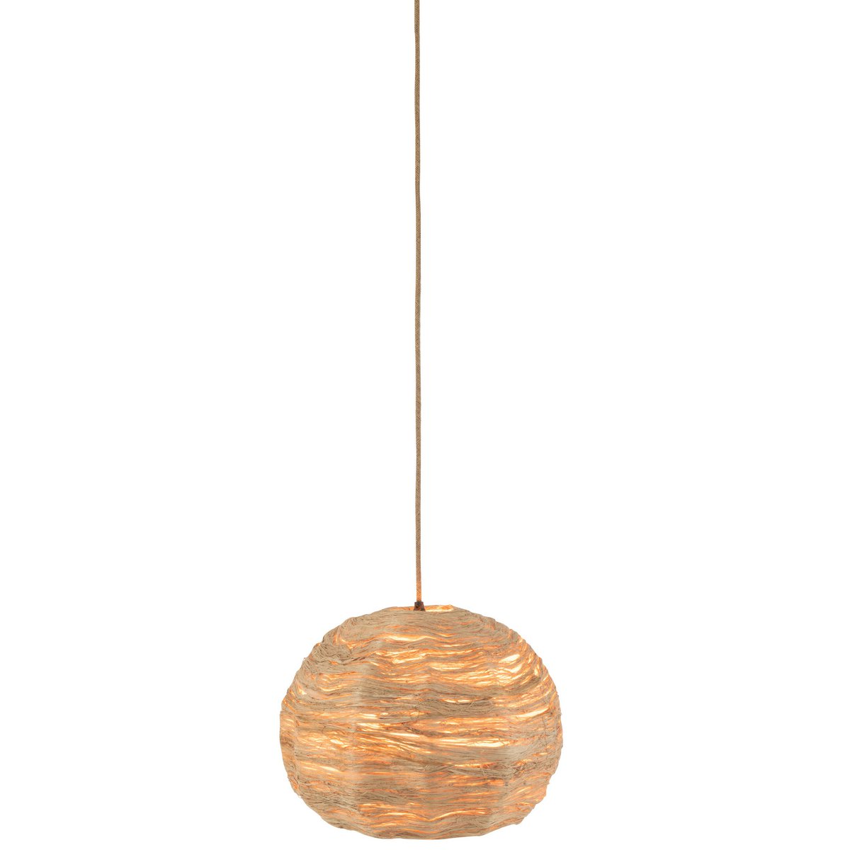 Lampe à suspension J-Line Ball en jute naturel vue de face
