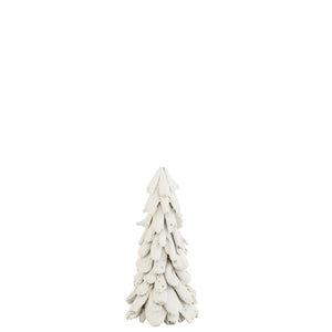 Arbre Neige J-Line en bois blanc, décoration élégante pour Noël