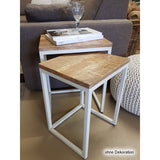 Table d'appoint Ensemble de table en bois 2 pièces table basse de table de salon