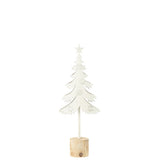 Arbre de Noël J-Line en métal et bois blanc sur pied, élégant et moderne.