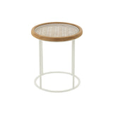 Table d'appoint Epicéa J-Line vue de face, finition blanche et bois naturel.