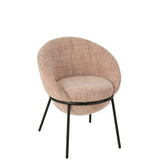 Chaise J-Line en fer rose clair avec accents noirs, vue de face