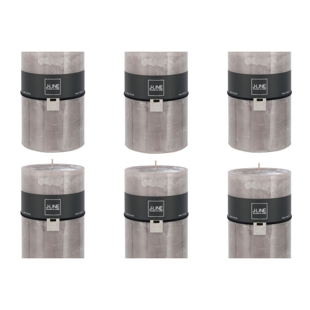 Bougie cylindrique J-Line gris, vue de face avec design épuré