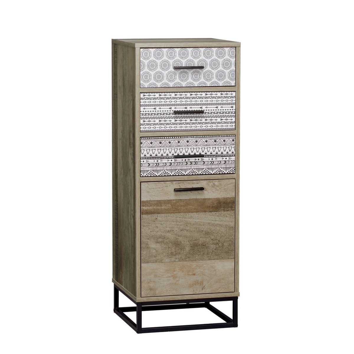 Détail des tiroirs de la commode scandinave