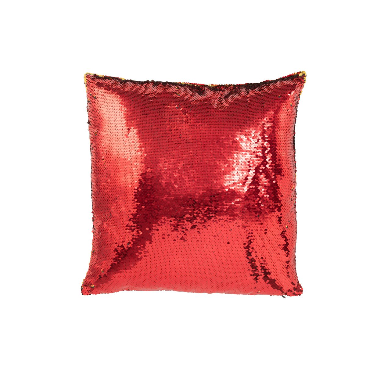 Coussin J-Line réversible paillette rouge/or avec texture brillante
